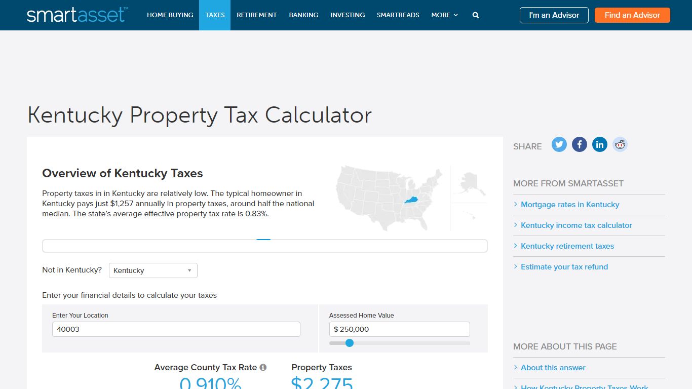 Kentucky Property Tax Calculator - SmartAsset